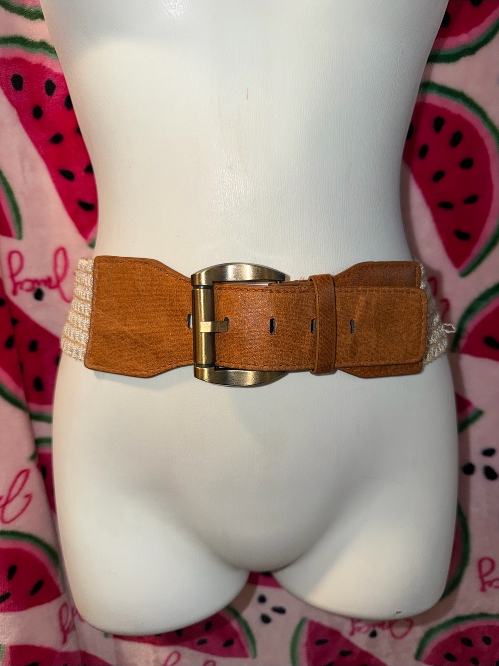 🤎 Wide Waist Belt with Gold Buckle